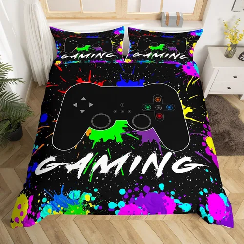 Vista 40 de Erosebridal - Ropa de cama para adolescentes y niños, estampado de control de videojuegos, funda de edredón tamaño individual, 2 piezas con 1 funda