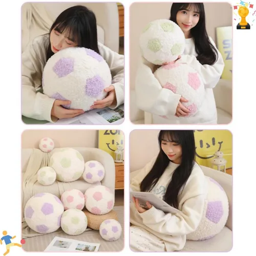 Vista 6 de Soccer Pillow Cute Football Throw Pillow Round Home Decorative Throw Pillow Aesthetic Sports Ball Plush Pillows for Couch Bed Bedroom Sofa Chair