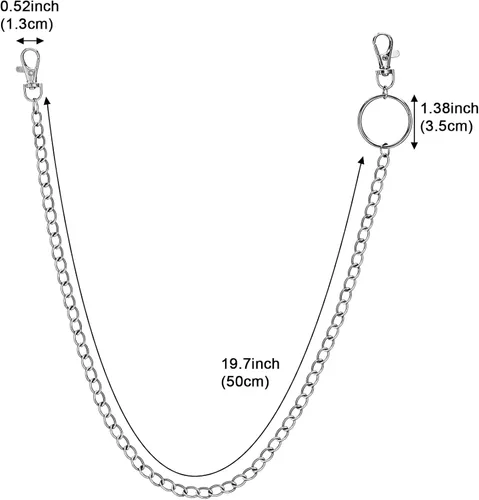 Vista 2 de PHOGARY 3 Pieces Jeans Chains Wallet Chain Pants Chain Pocket Chain Hip Hop Rock Chains Belt Chain Biker Trouser Chain