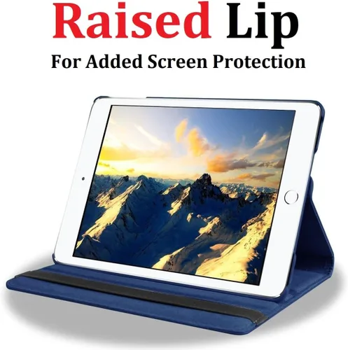 Vista 5 de Vultic Funda giratoria para iPad mini 1/2/3, soporte de 360 grados [apagado automático/activación] Folio PU cuero Smart Cover (azul claro)