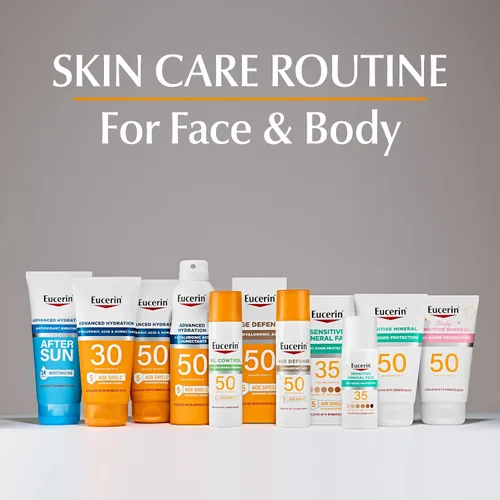 Vista 8 de Eucerin Sun Sunscreen Lotion Bundle, SPF 50, paquete variado, 2 artículos Advanced Hydration SPF 50 Sunscreen Lotion (5 FL OZ), Age Defense Face
