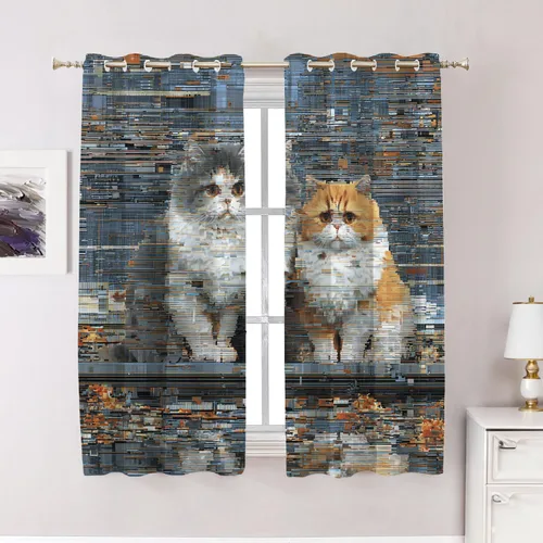 Vista 150 de Maritime Ocean Blackout Tier Curtains, Anchors Nautical Art Half Window Drapes for Kitchen with Rod Pocket,Room Darkening 2 Pack 26X24 Inches