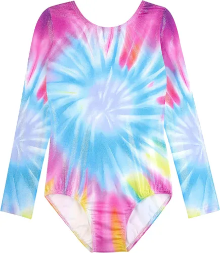 Vista 36 de HOZIY - Leotardos de manga larga para niñas, de gimnasia, para niños pequeños, trajes florales de unicornio, galaxia, arco iris, patrón de rayas