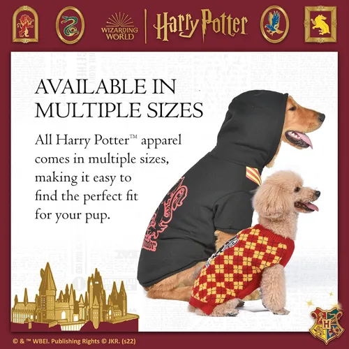 Vista 5 de Harry Potter Gryffindor Suéter para perro, ropa exterior para mascotas, ropa y accesorios para perros con licencia oficial para casas de Hogwarts