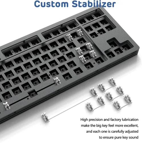 Vista 5 de A.JAZZ Kit de teclado mecánico inalámbrico para bricolaje con conexión de tres modos, base de metal recargable de intercambio en caliente, 80%