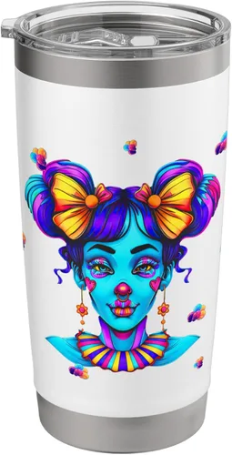 Vista 8 de Cute Streetwear synthwave 80s 90s retro anime girls clown Stainless Steel Insulated Tumbler