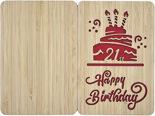 Vista 6 de Tarjeta de felicitación de feliz cumpleaños número 21, tarjeta de cumpleaños hecha a mano, tarjetas de felicitación de madera, tarjeta de cumpleaños