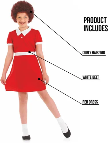 Vista 4 de Fun Shack Annie Costume for Girls, Annie Costume Kids, Orphan Movie Costume Girls, Orphan Costume for Girls