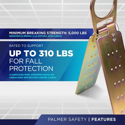 Vista 3 de Palmer Safety Soporte de anclaje de techo de acero temporal reutilizable para uso industrial y de construcción en madera/metal I OSHA/ANSI obediente