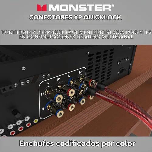 Vista 4 de Monster XP QuickLock - Enchufes tipo banana para cable de altavoz, conectores de cable de altavoz autoengarzados, conectores de audio chapados