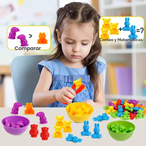 Vista 6 de Juegos de clasificación de animales por color con cuencos de clasificación Montessori sensorial, juguetes educativos tempranos para aprender