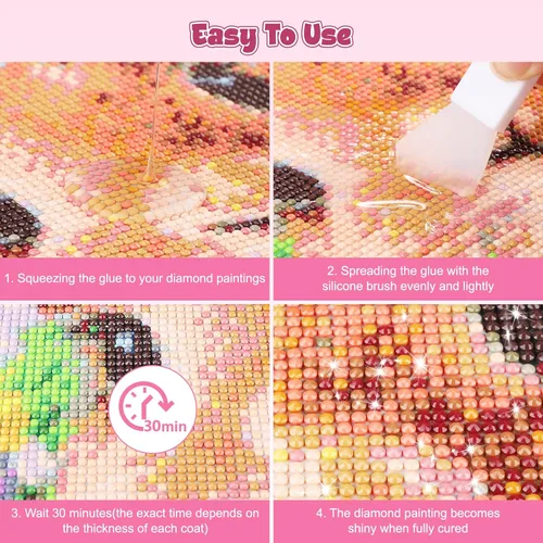 Vista 4 de GHHKUD Sellador de pintura de diamantes de 5.1 fl oz con pinceles, pegamento sellador de arte de diamantes DIY, aplicador de accesorios de pintura