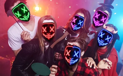 Vista 7 de Sago Brothers Halloween Mask LED Light up Purge Mask Purge Mask CostumeHalloween Masks costume for Men Women Kids