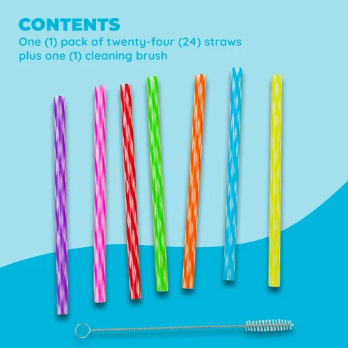 Vista 2 de Jacent Pajitas reutilizables de plástico para niños más cepillo de limpieza, 6 pulgadas: 24 pajitas