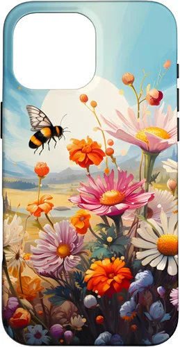 Vista 18 de Funda para iPhone 13 Pro Lively Bee en Sunny Meadow of Wildflowers
