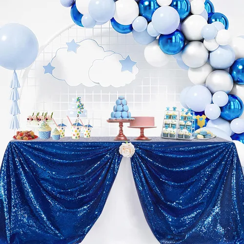 Vista 68 de B-COOL Mantel de lentejuelas con brillo para mesas, color azul bebé, mantel de lentejuelas para decoración de mesas, para bodas, Navidad