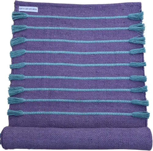 Vista 9 de Jaipur Art & Rugs - Alfombra de yoga de algodón, respetuosa con el medio ambiente, tejida a mano, gruesa (0.945 x 2.835 x 0.197 in)
