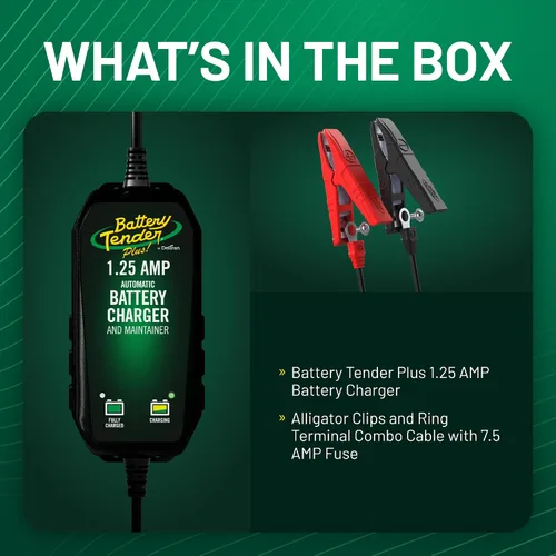 Vista 11 de Battery Tender Plus 12V - 1.25 AMP Cargador y Mantenedor de Batería - 022-0185G-DL-WH