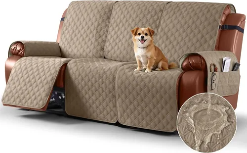 Vista 18 de Ruaozz Funda impermeable para sofá reclinable, lavable, funda antideslizante de 1 pieza, protector de muebles con correas elásticas, bolsillo
