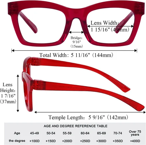 Vista 5 de LUR Gafas de lectura paquete de 5 lectores de moda para mujer (uno para cada color)