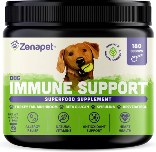 Vista 13 de Polvo de apoyo inmunológico para perros, cola de pavo, espirulina y beta-glucano, apoya un sistema inmunológico saludable y digestión, grado humano