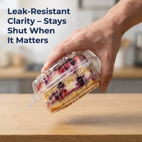 Vista 8 de Mr Miracle - Envases de almeja de plástico transparente desechables, resistentes a fugas y duraderos para entregas como Uber Eats, ideales
