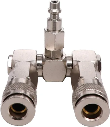 Vista 5 de Accesorios de divisor de manguera de aire de 2 vías,Conector de manguera de aire de resistencia a alta presión, Diseño giratorio de 360
