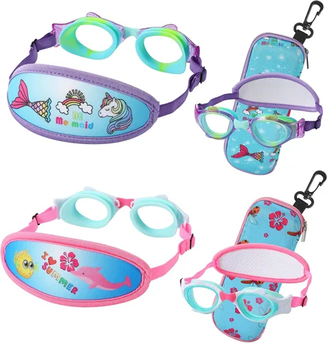 Vista 11 de Gafas de natación para niños de 2 a 6 años, gafas para niños sin jalar el cabello, gafas para niños con banda para la cabeza acolchada