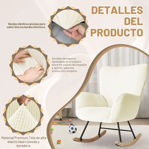 Vista 3 de Funda para silla mecedora de guardería, fundas elásticas para silla de lectura, funda de jacquard moderna para silla de lectura, protector para sala