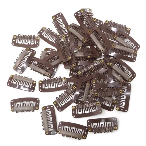 Vista 12 de Honbay 50 clips de presión en forma de U de 6 dientes para extensiones de cabello, 1.3 pulgadas (beige)