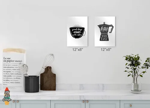 Vista 4 de HB Art Design Good Days Start with Coffee and Coffee Made My Day 2 Panel Metal Print Set Wall Art Coffee Bar Decor Coffee Signs Kitchen Wall Decor
