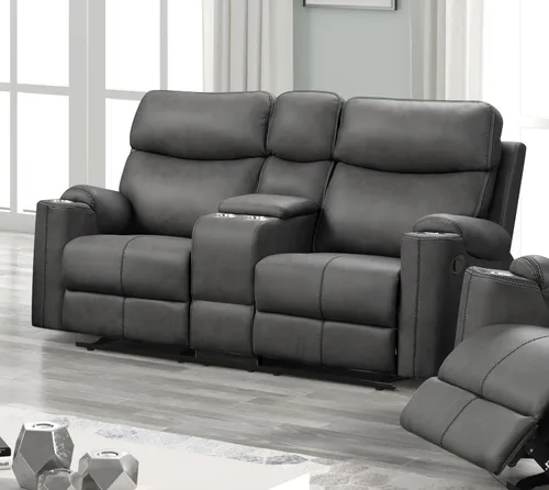 Vista 23 de Betsy Furniture 8007 - Juego de sofá reclinable de microfibra para sala de estar (Gris, Sofá + Sillón reclinable)