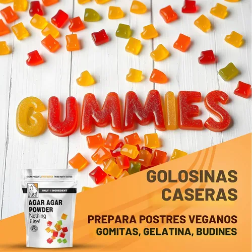 Vista 4 de It's Just - Agar Agar polvo 6 onzas, sustituto de gelatina vegana, espesante 100% vegetal, sin sabor, sin transgénicos