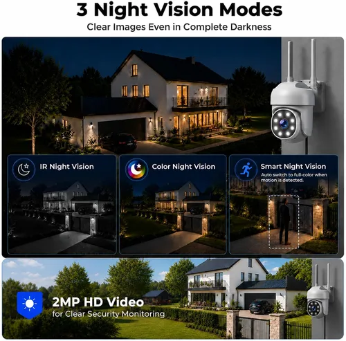 Vista 6 de Camcamp WiFi Pro Camaras de Seguridad para Casa Inalambricas Exterior IP66 1 camera