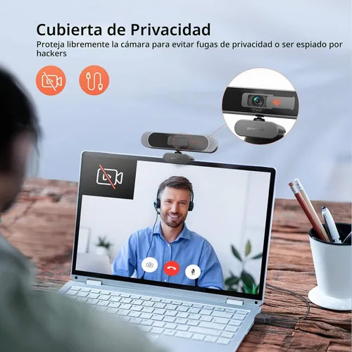 Vista 6 de DEPSTECH Cámara web 4K, DW49 HD 8MP equipada con cámara web de enfoque automático con sensor Sony con micrófono, cubierta de privacidad, cámara web