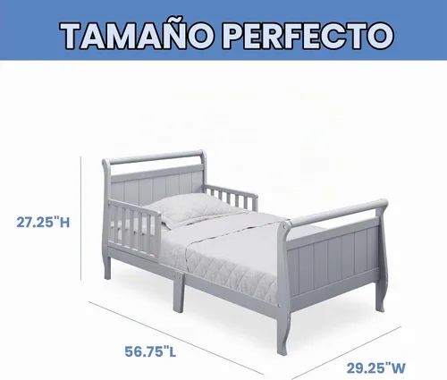 Vista 3 de Delta Children - Cama de madera estilo carruaje para niños pequeños, color gris