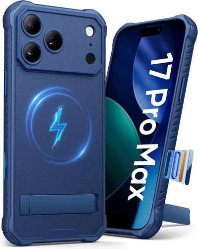 Vista 24 de Funda para iPhone 17 Pro, compatible con MagSafe, soporte integrado y botón de captura de control de cámara, protección de grado militar, funda