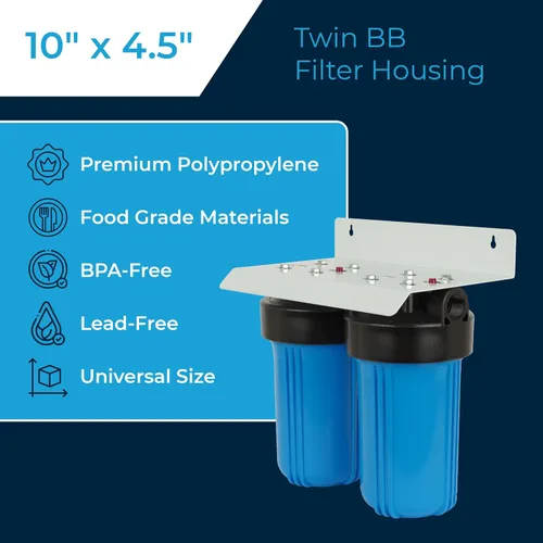 Vista 2 de SpiroPure Carcasa de filtro de agua de 2 etapas Twin 10 "/ 10x4.5/10 pulgadas BB 2 carcasa de filtro