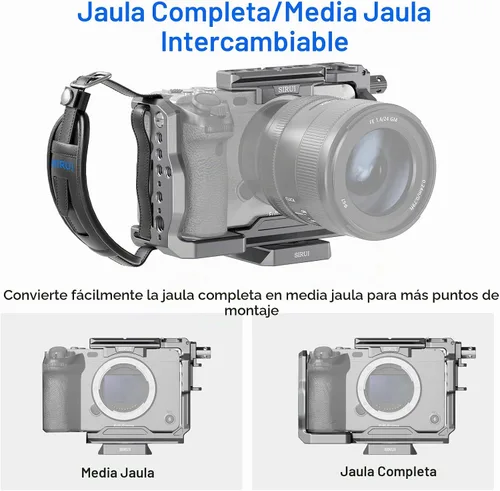 Vista 2 de SIRUI Jaula para cámara Sony FX 3 FX30 con abrazadera de cable para correa de muñeca para riel HDMI NATO, placa QR para Arca-Swiss, compatible