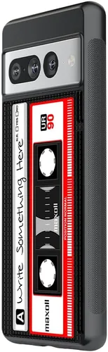 Vista 4 de Funda de goma negra personalizada con cinta de casete compatible con Google Pixel 10, 10 Pro, 10 Pro XL, 9a, 9 Pro, Pixel 9, Pixel 9 Pro XL, 8a, 8