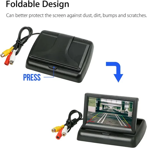 Vista 4 de 4.3 pulgadas pequeño mini digital abatible pantalla de monitor plegable para coche camión vehículo vista trasera kits de estacionamiento invertido