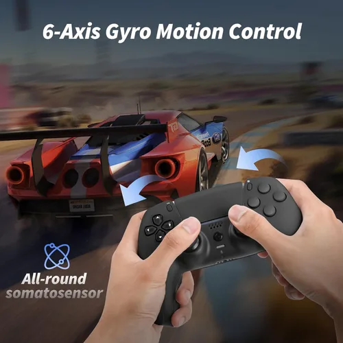 Vista 2 de Gatoo Wireless Controller Compatible with PS5/PS5 Slim/PS5 Pro with1500mAh Battery, Dual Vibration, 3.5mm Audio Jack, 6-Axis Motion, Speaker (Black)