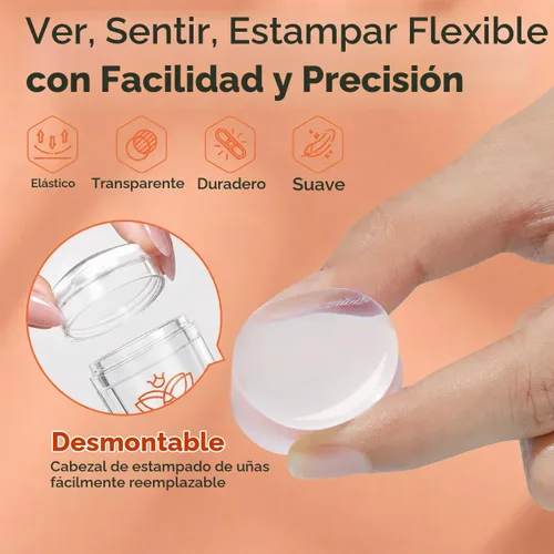 Vista 6 de Modelones Herramienta de punta francesa: 6 piezas de sellos de uñas francesas, kit de manicura francesa adecuado para bricolaje junto con esmalte