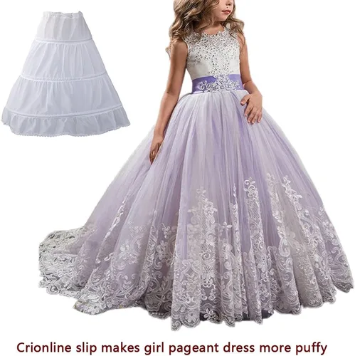 Vista 2 de Disfraz de princesa lila, vestidos de fiesta largos para niñas, vestidos de tul hinchado para niños, vestido de baile para graduación