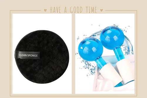 Vista 6 de Globos de hielo para cara, 2 globos faciales para herramienta de masaje, masajeador facial de piel fría, aprieta la piel, reduce la hinchazón