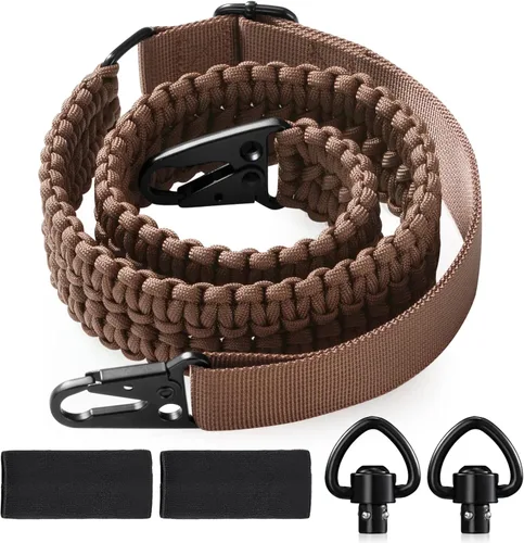 Vista 13 de VVAAGG Correa de 2 Puntos QD Ajustable de 550 Paracord con Gancho de Metal y Giratorias de Correa QD para Caza