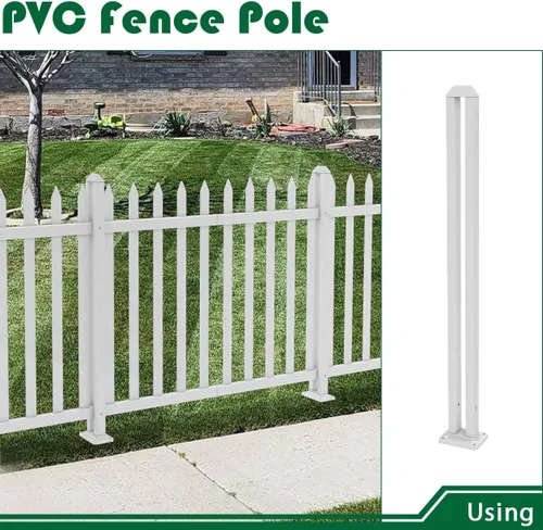 Vista 7 de Valla de vinilo para jardín al aire libre, poste de 30 pulgadas para valla de PVC de piquete blanco recto, patio, accesorios decorativos para aire
