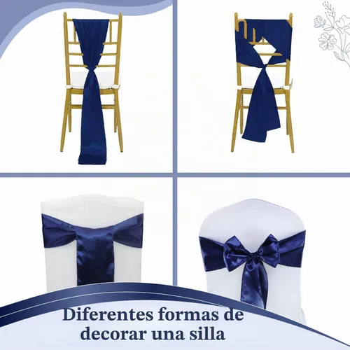 Vista 4 de Juego de 50 listones para sillas, de la marca MDS, Satin, Azul marino, 50
