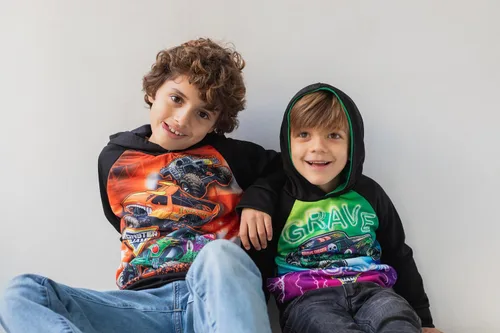 Vista 4 de Monster Jam Maximum Destruction El Toro Loco Grave Digger - Sudadera con capucha de forro polar para niños pequeños y grandes