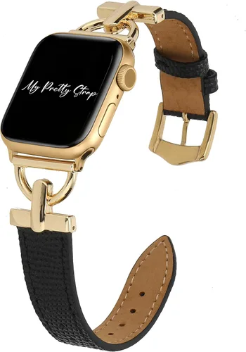 Vista 11 de My Pretty Strap - Correa compatible con Apple Watch, correa de lujo de cuero genuino para iWatch de repuesto - Se ajusta a la mayoría de muñecas